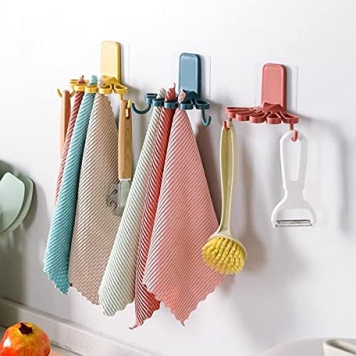 Shree Hari Flower Shaped Towel Hanger Kitchen Self Adhesive Wall Hanging Napkin HangerHolder Set of 2 - Image 5