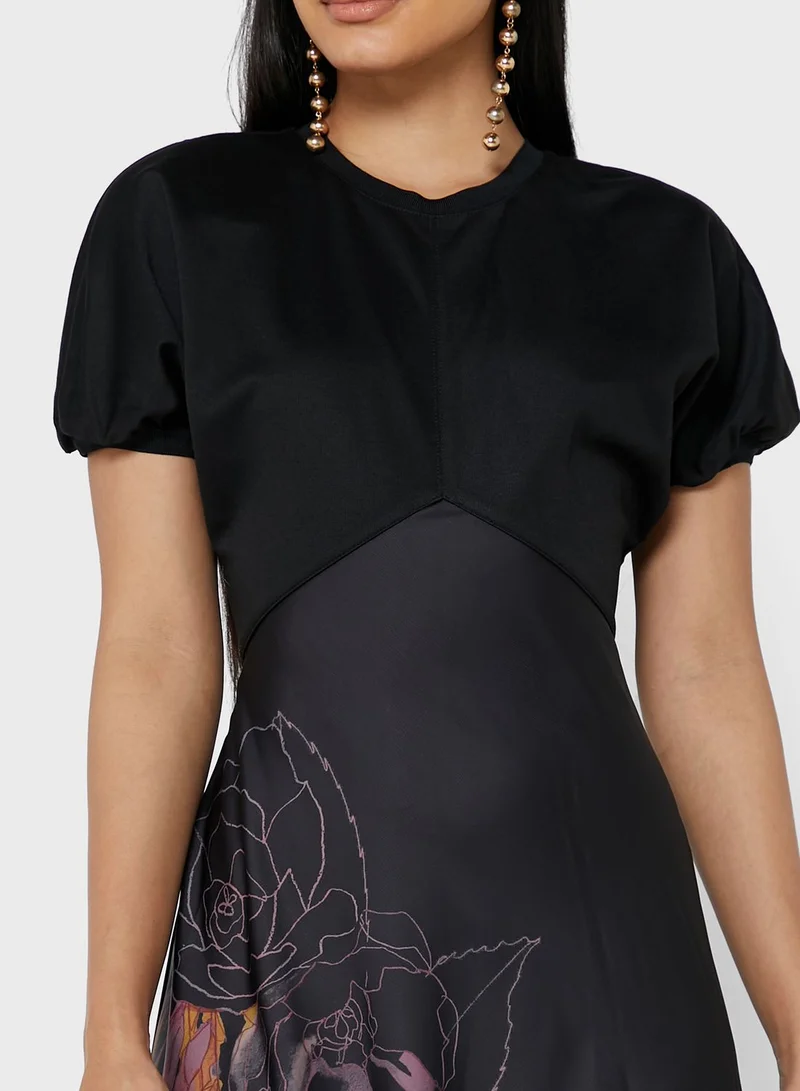 Ted Baker Printed Bodice Dress