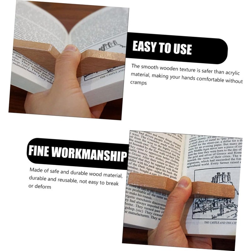 Wooden Thumb Book Holder Set Of 4 Page Spreader Reading Accessory Safe Reusable - Image 4