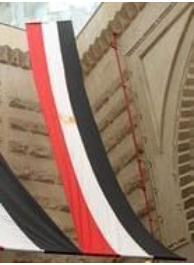 علم مصري طويل لعيد الاستقلال والمهرجانات الوطنية والاحتفالات وديكور الشوارع، لا يتضمن سارية علم للمدارس والمباني والشركات للعرض الداخلي والخارجي - 15 متر × 145 سم - Image 2