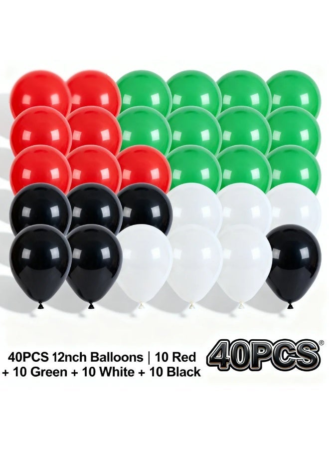 Toys GCC 40PCS 12 Inch Latex Balloons UAE Flag Colors Red Green White Black Party Balloons Set Thickened Matte Balloons for National Day Decoration Balloon Arch Garland Backdrop Wedding Birthday Baby Shower Event Decor Premium Balloon Kit for DIY Party Decoration Indoor Outdoor Celebration Supplies  Bring vibrant celebration energy to your event with this 40PCS 12 inch latex balloons set designed in UAE flag colors including red balloons, green balloons, white balloons, and black balloons, each color carefully packed with 10 balloons to create a balanced and professional decoration solution. This balloon set is ideal for UAE National Day decoration, party balloons, event decor, balloon arch setup, balloon garland design, backdrop decoration, wedding balloons, birthday balloons, baby shower balloons, festival balloons, holiday balloons, - Image 5