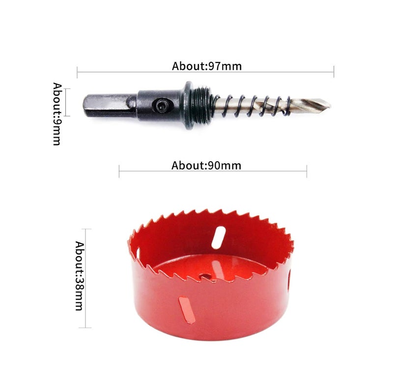 Laiwei Hole Saw Drill Bit HSS Hole Cutter with Arbor for Wood,PVC Board and Plasterboard(3-1/2"(90mm Hole Saw)) - Image 2