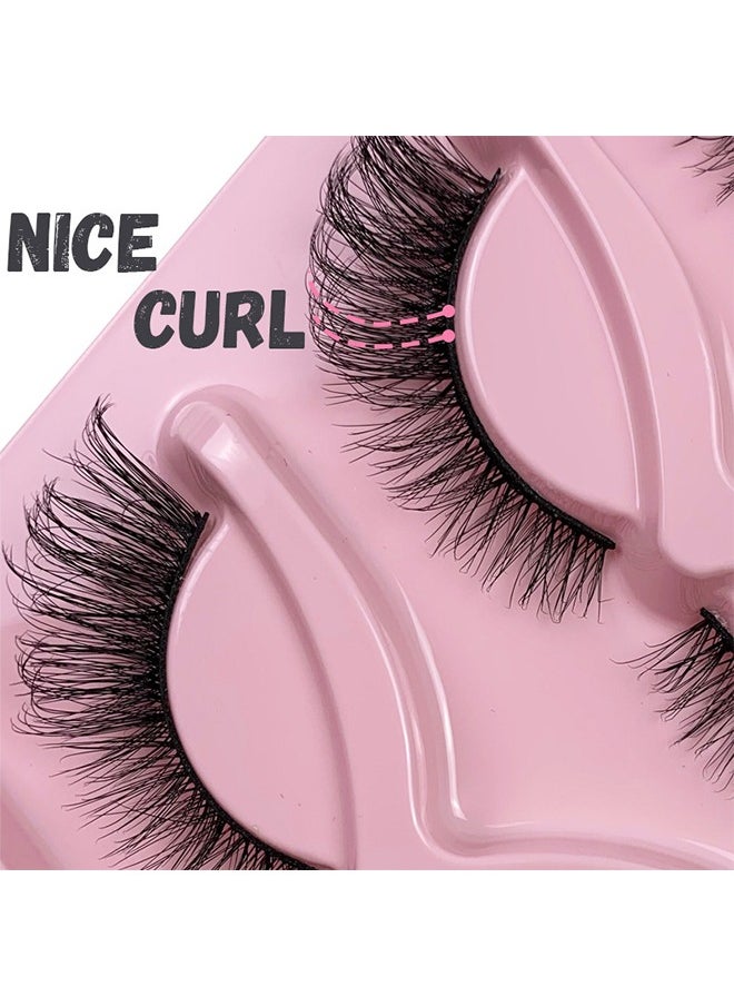 Ocean - 5 Pairs Fox Oblique Fly False Eyelashes, Eye False Eyelashes with Thick Curls and Multi-Layered Eyelashes to Lengthen Tail of the Eye, Faux Mink Lashes, Reusable Self Adhesive False Lashes for Women - Image 1