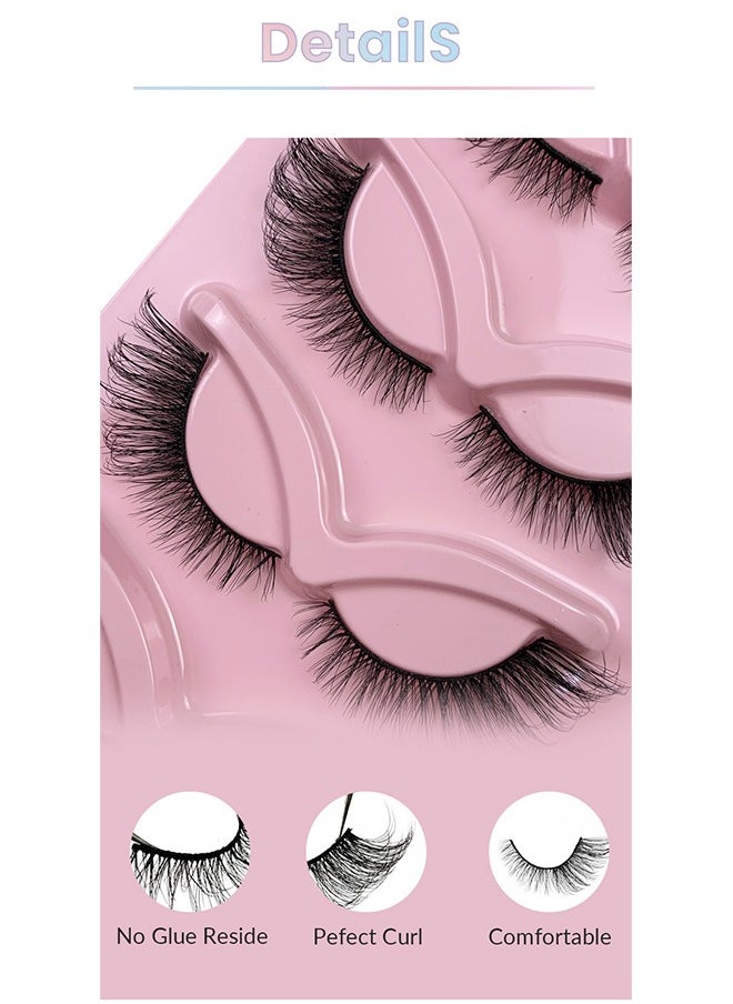 Ocean - 5 Pairs Fox Oblique Fly False Eyelashes, Eye False Eyelashes with Thick Curls and Multi-Layered Eyelashes to Lengthen Tail of the Eye, Faux Mink Lashes, Reusable Self Adhesive False Lashes for Women - Image 1
