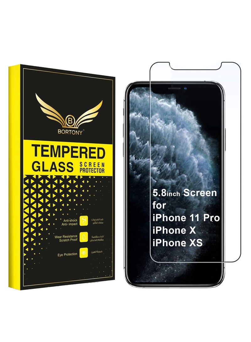 BORTONY Screen Protector for iPhone 11 Pro iPhone Xs and iPhone X 5.8-Inch Tempered Glass Film - Image 1