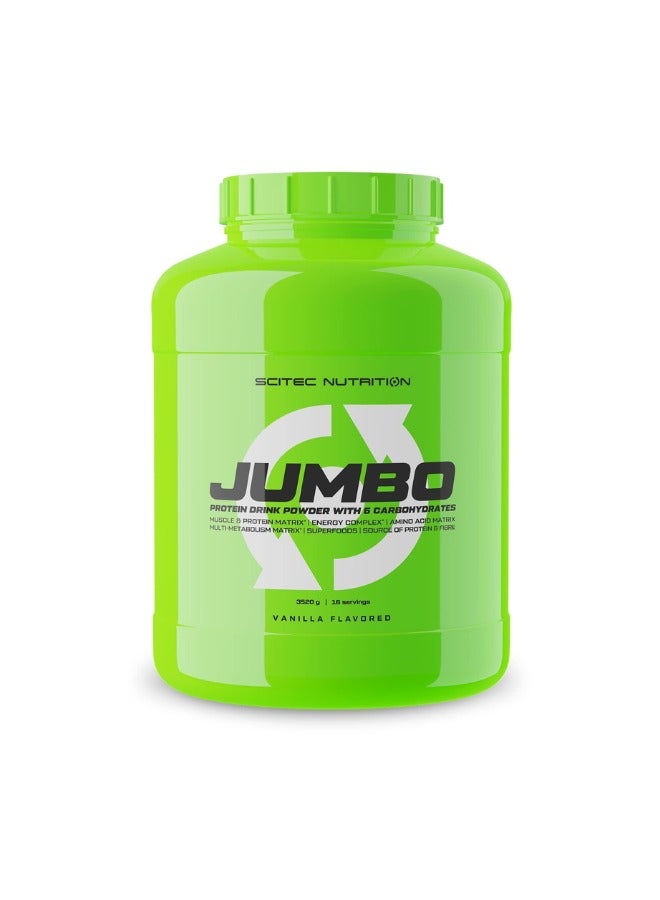 SCITEC NUTRITION مسحوق مشروب البروتين الجامبو مع 6 كربوهيدرات، بنكهة الفانيليا، 16 حصة - Image 1