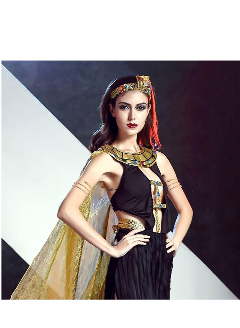 Loquat Egyptian Headband Crown with 2 Pieces Metal Swirl Snake Bracelets for Cosplay Costumes Vintage Party Decoration - Image 5