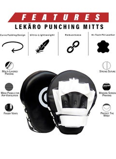 GROIC Boxing Curved Focus Punching Mitts, Boxing Pads Shock Absorbent Training Hand Pads, Extra Large & Thicken Leatherette Boxing Equipment for Karate, Muay Thai Kick, Sparring, Martial Arts, MMA 1 PC  - Image 4