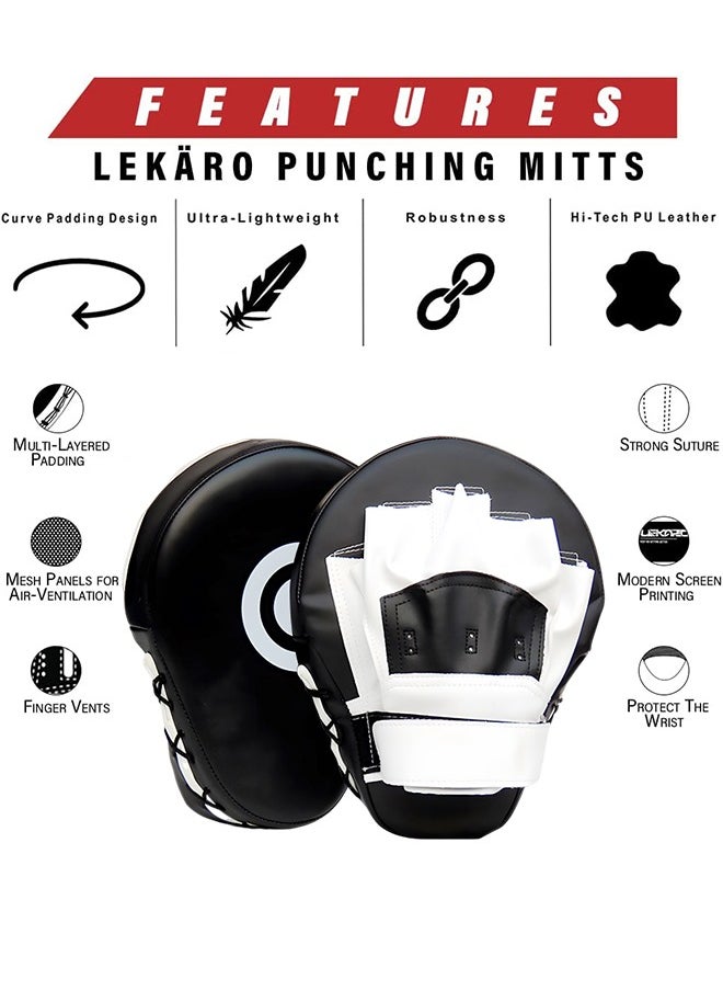 GROIC Boxing Curved Focus Punching Mitts, Boxing Pads Shock Absorbent Training Hand Pads, Extra Large & Thicken Leatherette Boxing Equipment for Karate, Muay Thai Kick, Sparring, Martial Arts, MMA 1 PC  - Image 4