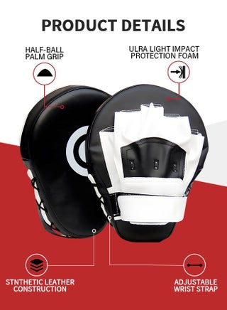 Boxing Curved Focus Punching Mitts, Boxing Pads Shock Absorbent Training Hand Pads, Extra Large & Thicken Leatherette Boxing Equipment for Karate, Muay Thai Kick, Sparring, Martial Arts, MMA 1 PC - view 3
