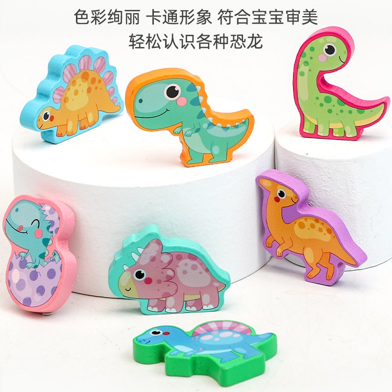 Multifunctional Dinosaur Logarithmic Board Disassembly Dinosaur Wooden Toys Matching Shape Digital Cognitive Children'S Educational Toys - Image 5