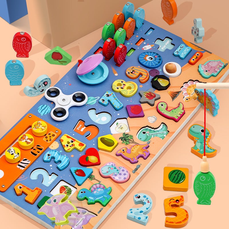 Multifunctional Dinosaur Logarithmic Board Disassembly Dinosaur Wooden Toys Matching Shape Digital Cognitive Children'S Educational Toys - Image 2