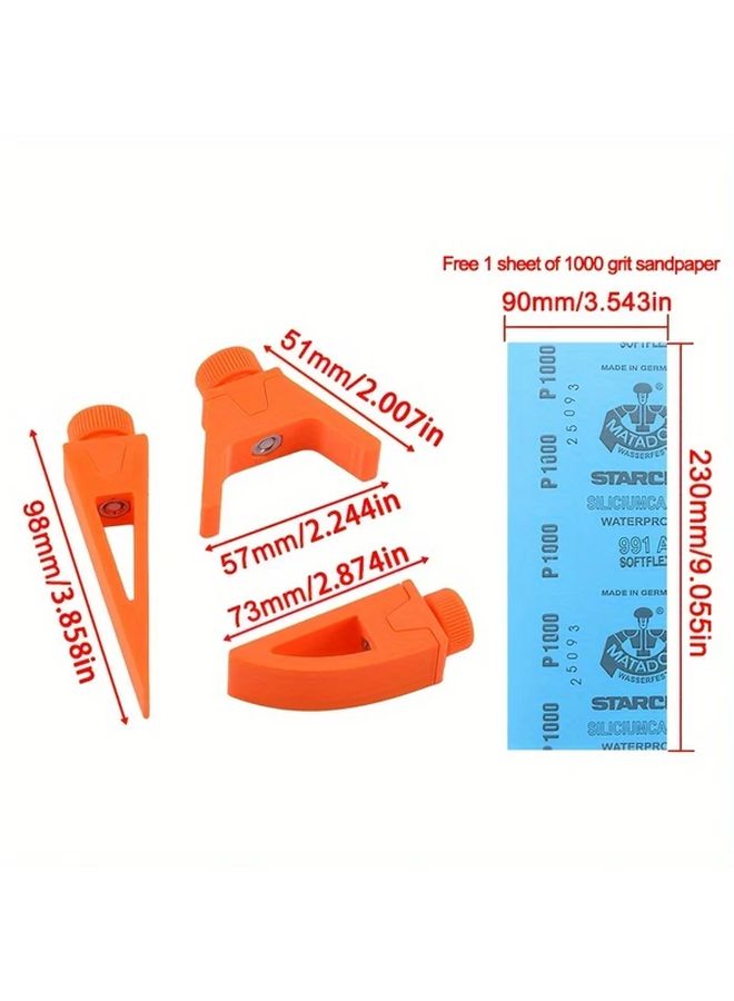 Orange 3 In 1 Hobby Sanding Tool Set With Sandpaper Holder For Curved Surfaces - Image 2