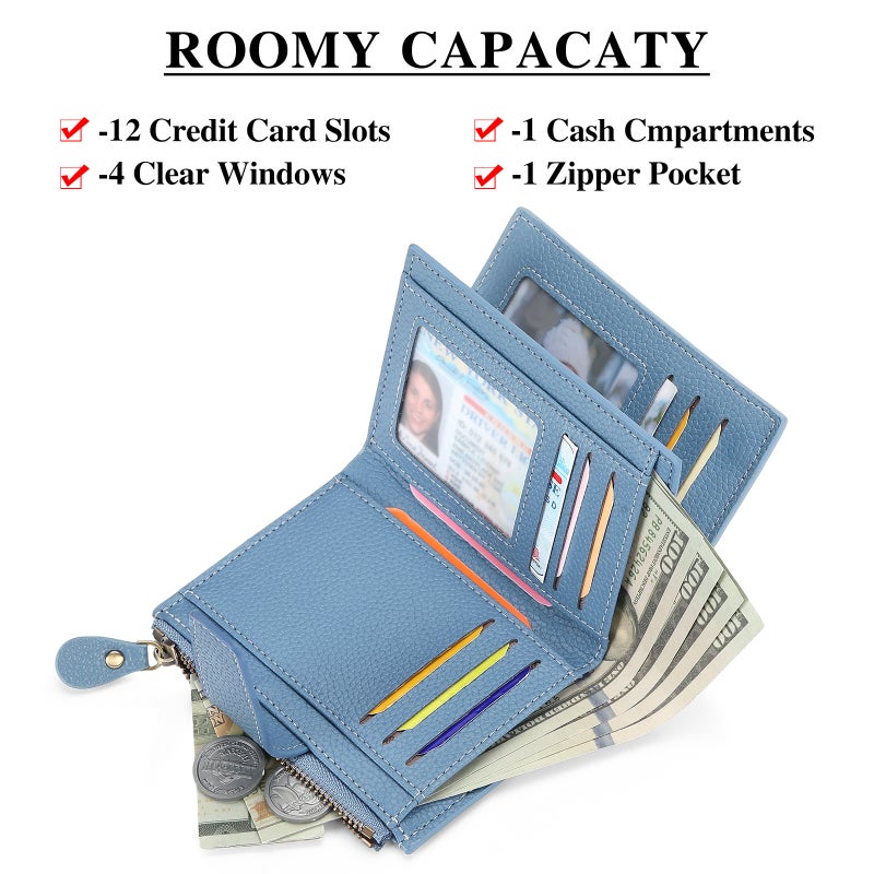FALAN MULE Women's Short Tri-Fold Wallet with RFID Blocking - Image 4