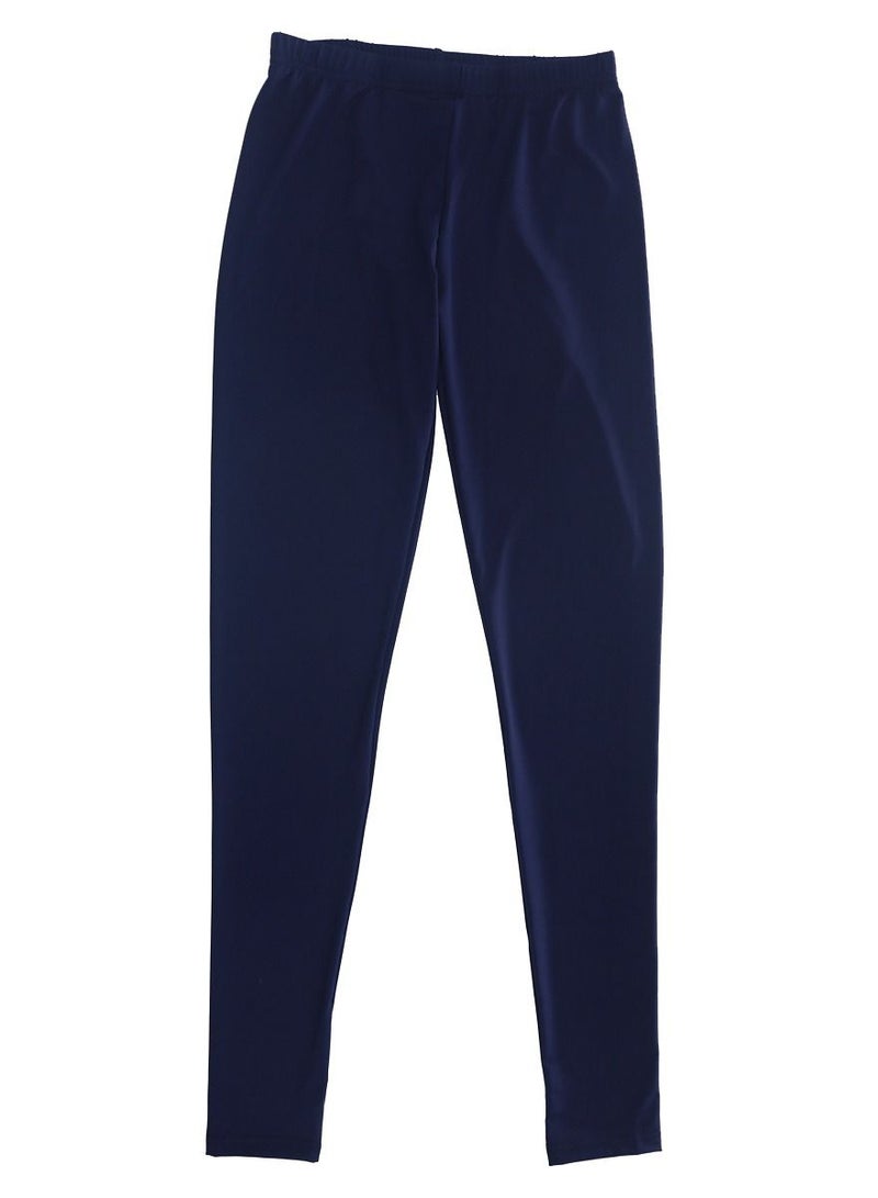 Loquat Women's Solid Color Elastic Waistband Highly Elastic Leggings Pants Navy Blue  - Image 3