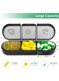 Medicine Box, Weekly Medication Organizer (3 times a day), Portable Travel Medication Organizer (7 days), Black with Privacy Protection, Portable Travel Medication Organizer for Vitamins, Medications, Fish Oil and Supplements. - pzsku/ZFC2DAFB2F5F1604EF3DEZ/45/_/1730714083/bc9658c5-dc97-4ebe-beb5-2ede7a3b673d