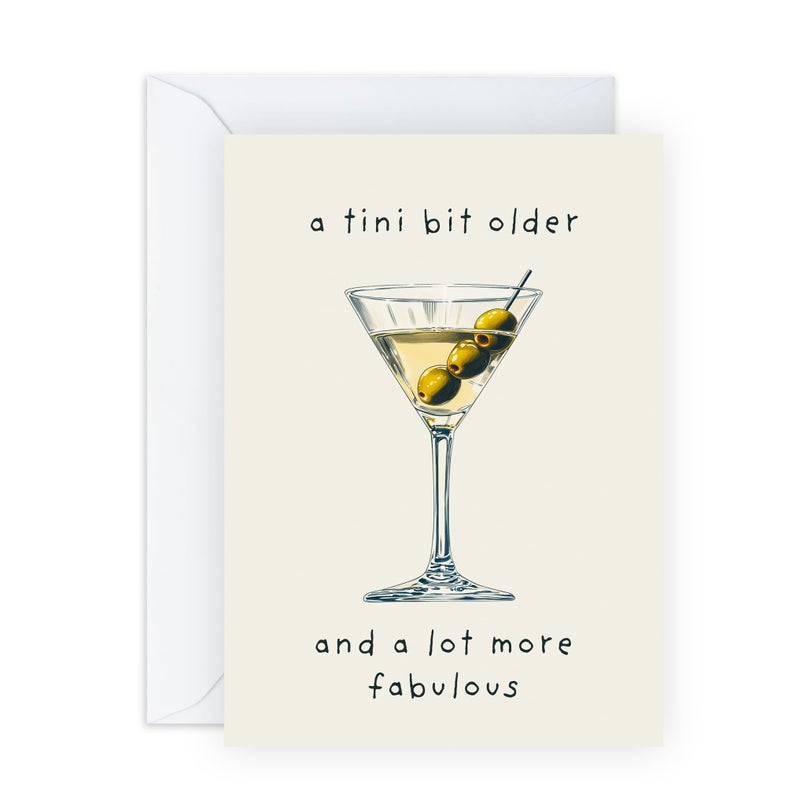 CENTRAL 23 Martini Birthday Card - 'Tini Bit Older' - Gifts for Husband, Wife, Girlfriend, Boyfriend, Friends, Sister, Brother, Bruv, Cousin, Workmate, Co-worker - Drinks - Comes with Fun Stickers - Image 1