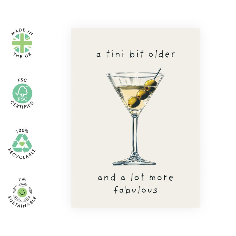 CENTRAL 23 Martini Birthday Card - 'Tini Bit Older' - Gifts for Husband, Wife, Girlfriend, Boyfriend, Friends, Sister, Brother, Bruv, Cousin, Workmate, Co-worker - Drinks - Comes with Fun Stickers - Image 2