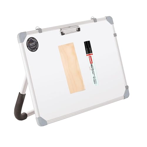 Eduway Non-Magnetic Dry Erase 1.5x2 Feet White Board with Stand | Standing Whiteboard | Table Top with Paper Clip for Study, Memo, to Do List, with 1 Marker Pen, 1 Duster, 18x24 Inches. - Image 1