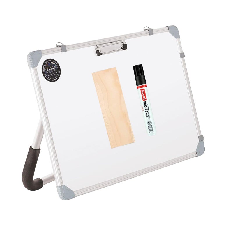 Eduway Non-Magnetic Dry Erase 1.5x2 Feet White Board with Stand | Standing Whiteboard | Table Top with Paper Clip for Study, Memo, to Do List, with 1 Marker Pen, 1 Duster, 18x24 Inches. - Image 4