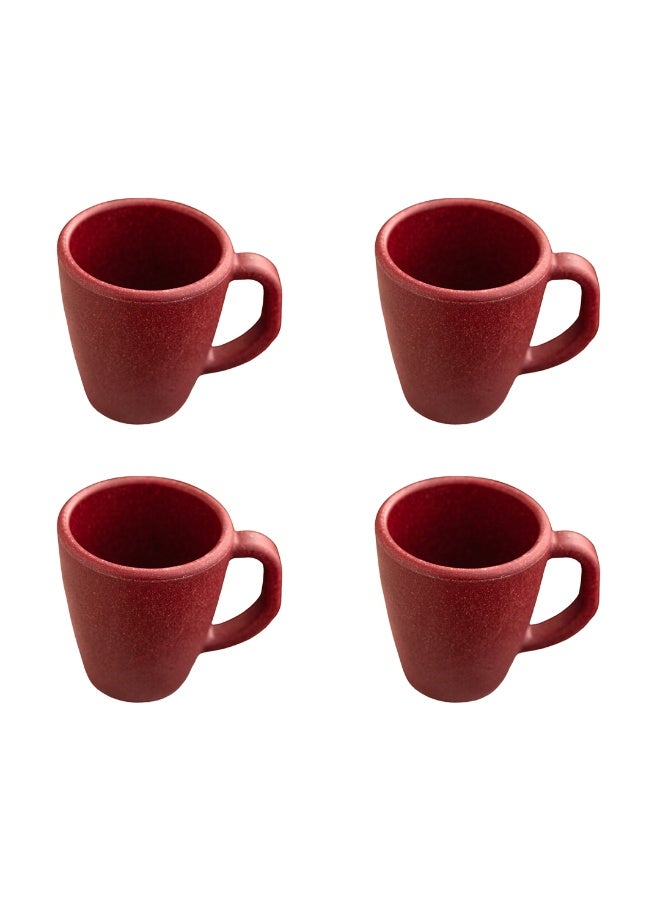 FRENVI Earth-Friendly Classic Coffee Mini Mug Set of 4 |150 ml|Made with Rice Husk & Bamboo Fibers|Microwave Safe|Hot & Cold Coffee Cup, Milk & Tea Cup |Matte Finish mugs for coffee| Coral Red - Image 1