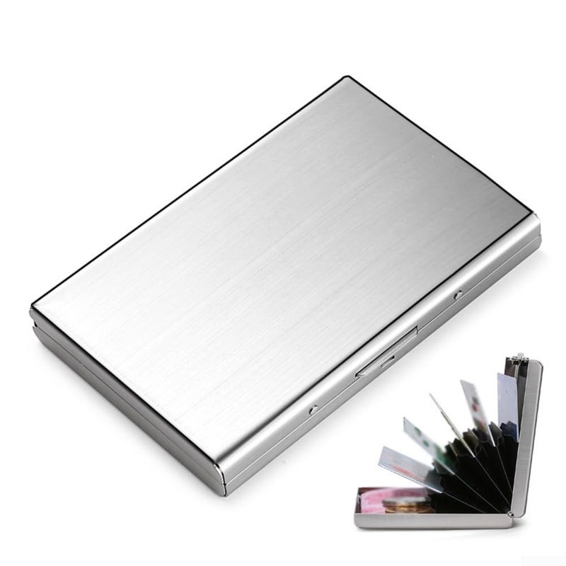 Silver Stainless Steel Credit Card Holder 6 Slot Accordion Design Slim Portable Card Box - Image 2