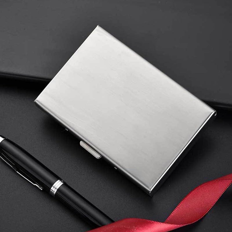 Silver Stainless Steel Credit Card Holder 6 Slot Accordion Design Slim Portable Card Box - Image 5