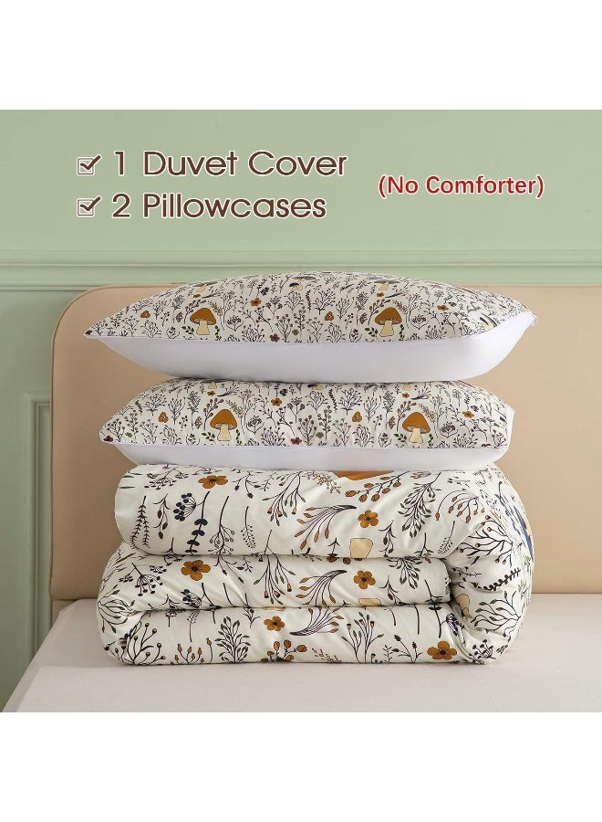 SOULZZZ Colorful Mushroom Duvet Cover Full Super Soft Mushroom Bedding Set 3 Pieces Mushroom Bed Set with Wild Plants and Flower  - Image 3