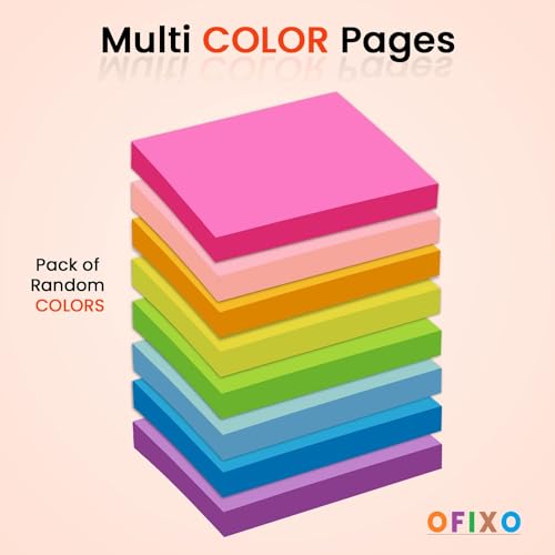 OFIXO Super Sticky Note 3 X 3-Inches,Pack of 5 Pads, Multi Color (400 Pcs) - Image 2
