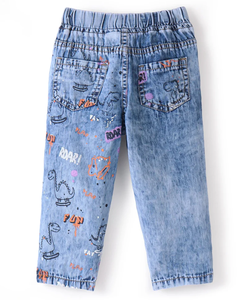 Bonfino Bonfino Dino Graphic Elastane Cargo Fit Jeans - Blue