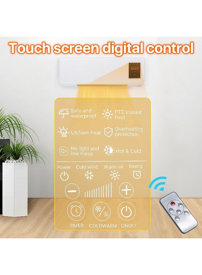 Wall Mounted Heater 1800W PTC Ceramic Electric Space Heater with Remote, LED Display, Adjustable Thermostat, Overheat Protection, Timer, Low Noise Heater for Bedroom, Office, Large Room Indoor Use - Image 5