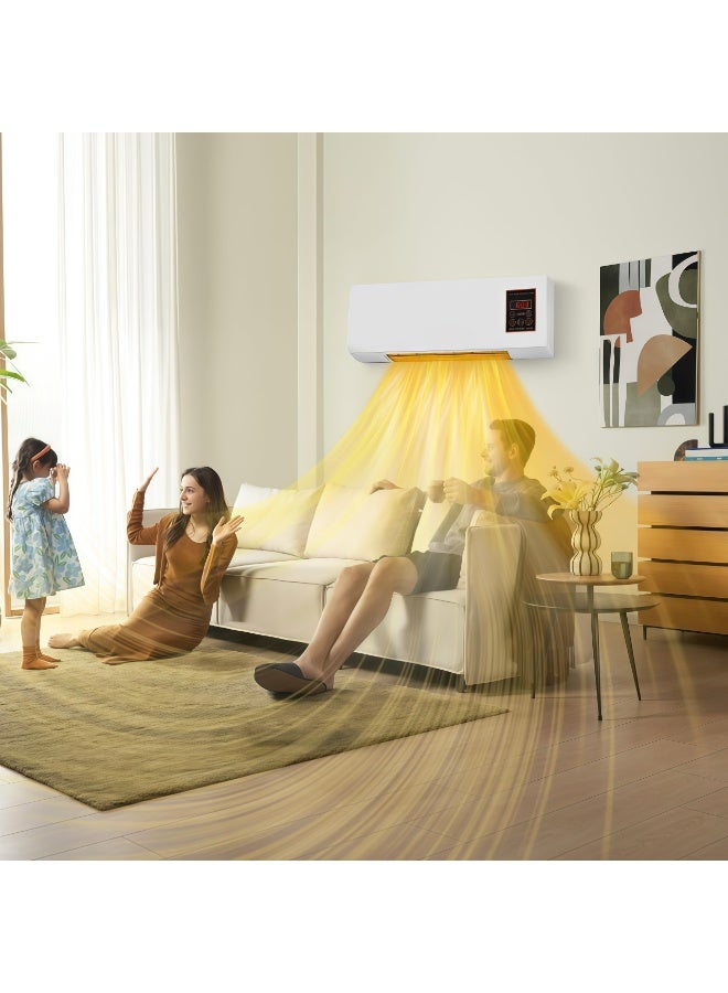 Wall Mounted Heater 1800W PTC Ceramic Electric Space Heater with Remote, LED Display, Adjustable Thermostat, Overheat Protection, Timer, Low Noise Heater for Bedroom, Office, Large Room Indoor Use - Image 2