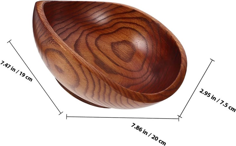 Garneck Wood Salad Bowl Large Wooden Fruit Serving Bowl Acacia Wood Decorative Snack and Salad Dish for Kitchen and Home Use - Image 2