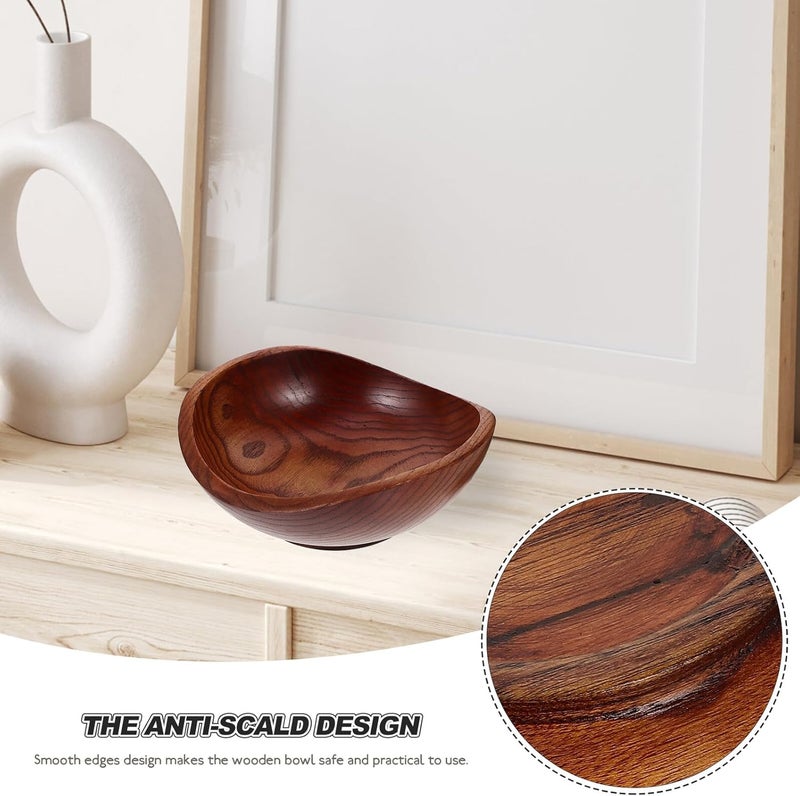Garneck Wood Salad Bowl Large Wooden Fruit Serving Bowl Acacia Wood Decorative Snack and Salad Dish for Kitchen and Home Use - Image 3