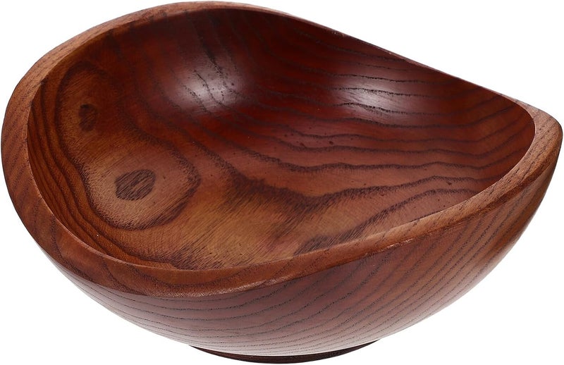 Garneck Wood Salad Bowl Large Wooden Fruit Serving Bowl Acacia Wood Decorative Snack and Salad Dish for Kitchen and Home Use - Image 1
