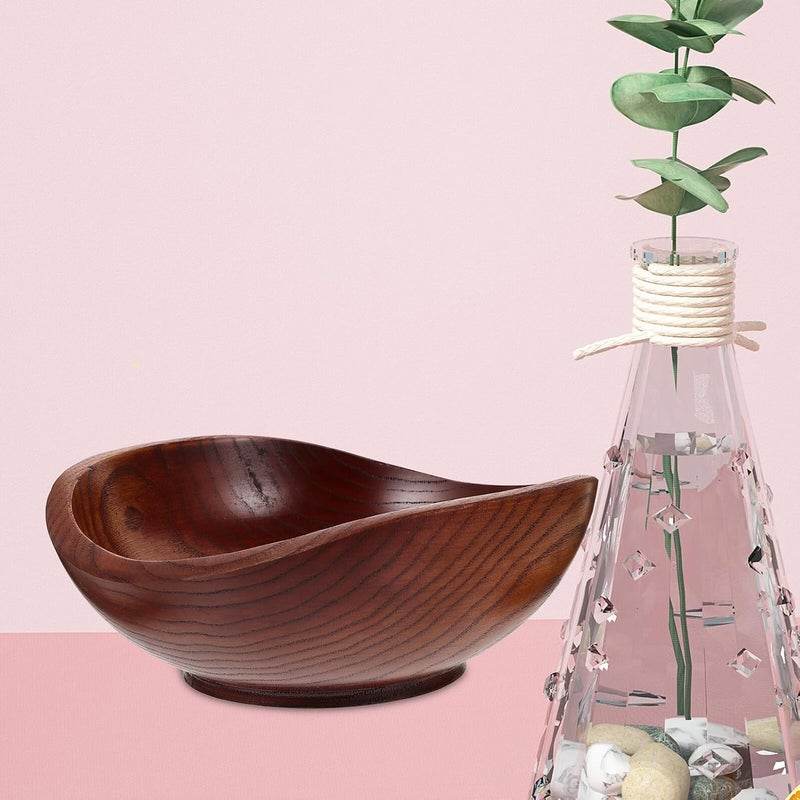 Garneck Wood Salad Bowl Large Wooden Fruit Serving Bowl Acacia Wood Decorative Snack and Salad Dish for Kitchen and Home Use - Image 5