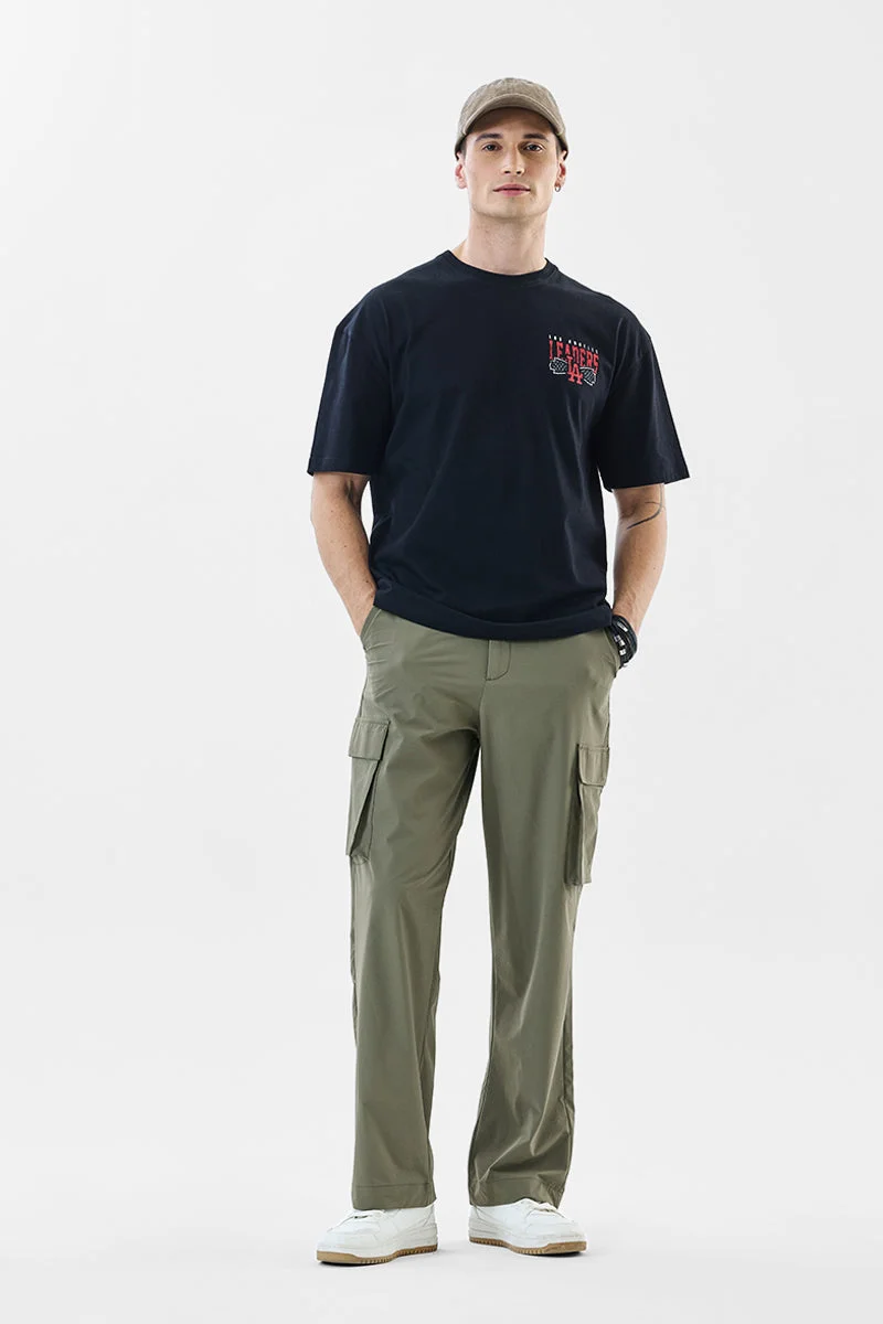 SNITCH Olive Solid Regular Fit Streetwear Cargo