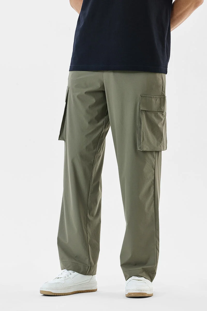 SNITCH Olive Solid Regular Fit Streetwear Cargo