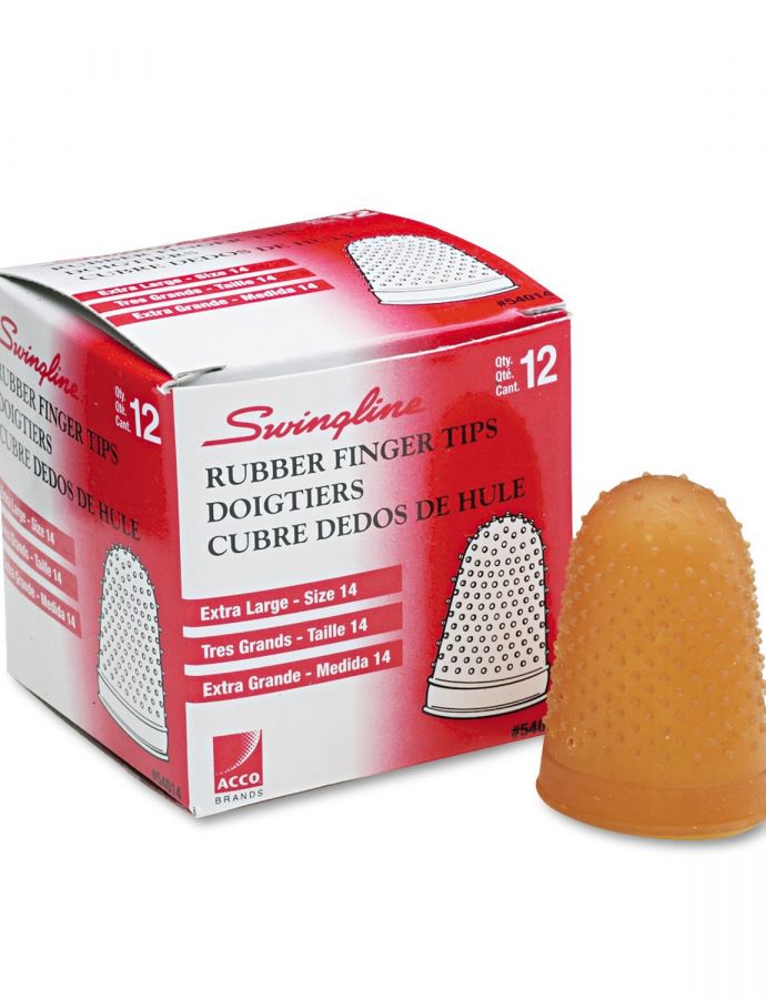 Swingline أطراف أصابع مطاطية من سوينغلاين، قفازات أصابع، كبيرة جداً - الحجم 14، عنبر، واقي أصابع للاستخدام مع دبابيس سوينغلاين ودبابيس سوينغلاين، ملحقات مكتب المنزل، عبوة 12 (54014) - Image 2