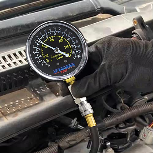 AutoWanderer Tool Engine Compression Tester Automotive, 8Pcs Fuel Pressure Gauge Set with Adapter for Small Engines, Cylinder Leak Down Tester for Petrol Gas Engine - Image 5