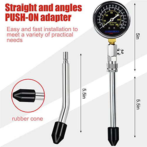 AutoWanderer Tool Engine Compression Tester Automotive, 8Pcs Fuel Pressure Gauge Set with Adapter for Small Engines, Cylinder Leak Down Tester for Petrol Gas Engine - Image 4
