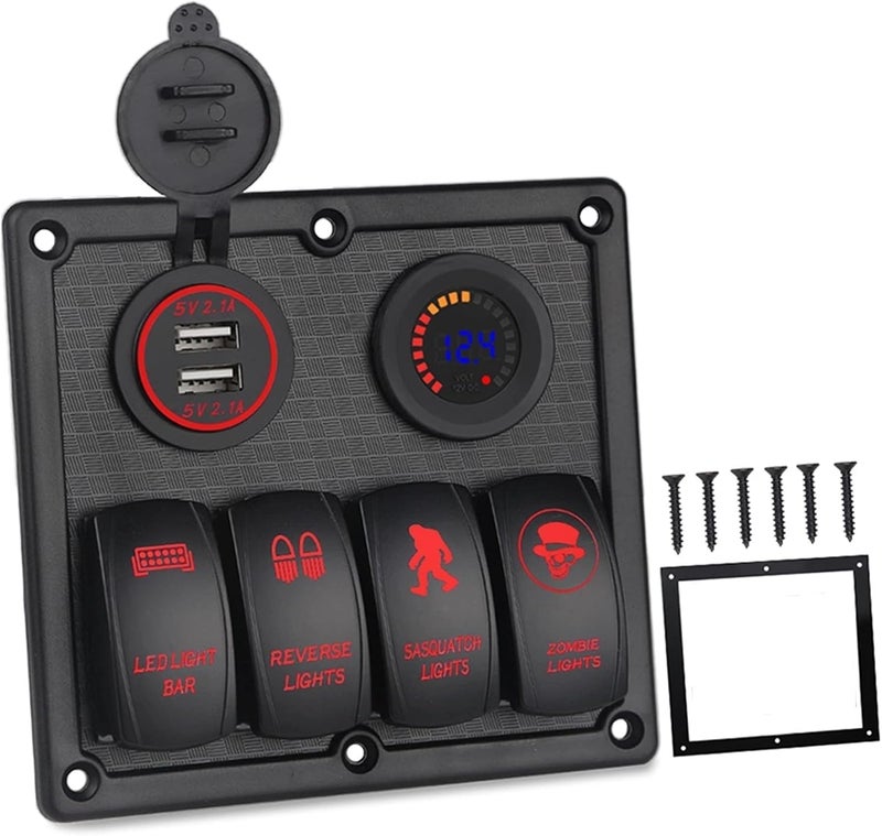 DEMULAX 12V Rocker Switch Panel with USB Charger - Image 1