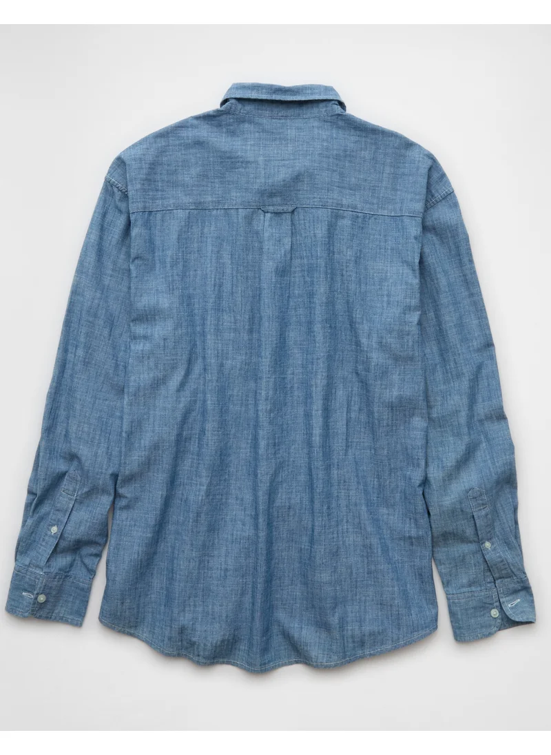 American Eagle AE Everyday Relaxed Chambray Button-Up Shirt