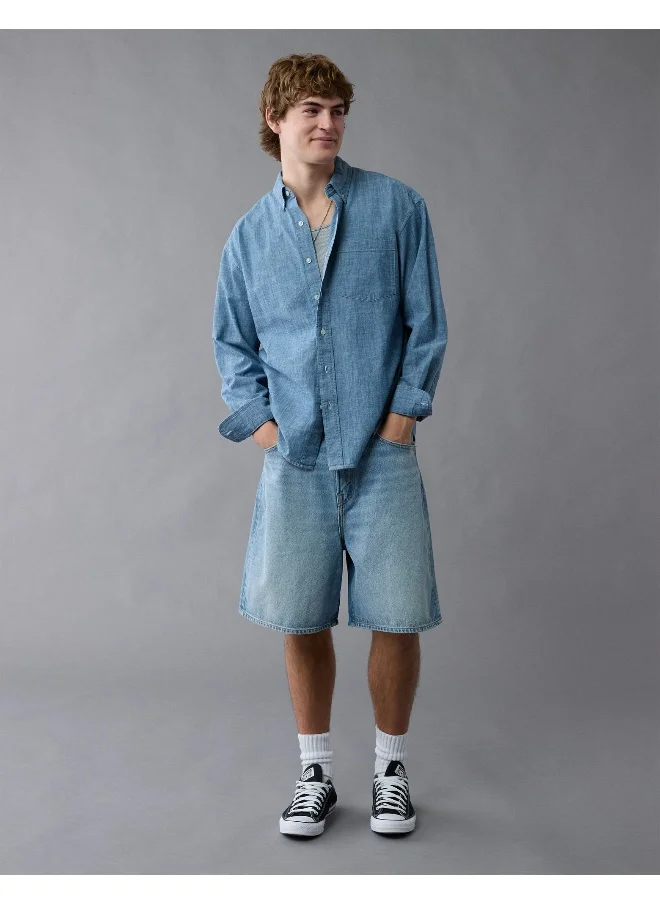 American Eagle AE Everyday Relaxed Chambray Button-Up Shirt