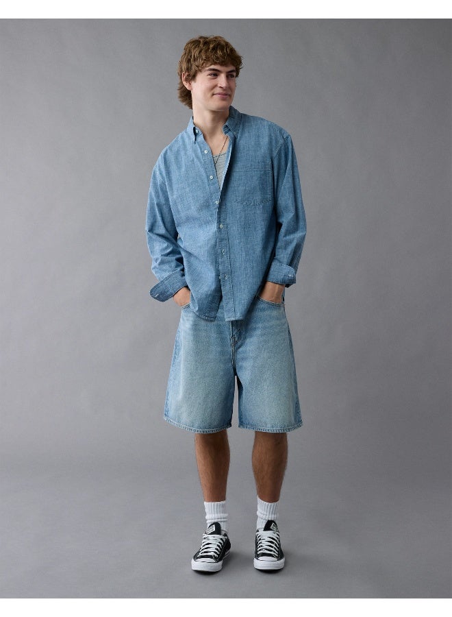 American Eagle AE Everyday Relaxed Chambray Button-Up Shirt  - Image 1