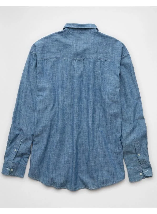 امريكان ايجل AE Everyday Relaxed Chambray Button-Up Shirt