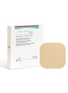convatec DuoDERM CGF Hydrocolloid 6"x6" Sterile Dressing for Use On Partial and Full-Thickness Wounds, Square, Beige, 187661, Box of 5  - Image 1