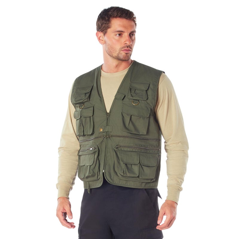 Rothco Uncle Milty Travel Vest Outdoor Fishing Camping 17 Cargo Pocket Jacket Olive Drab L