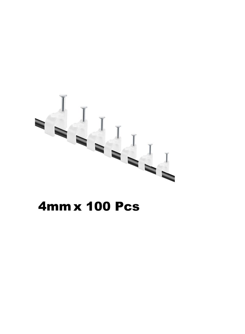 Electrical Cable Wire Round Clips Steel Nails Tacks Holder for Organizing Electric Wires Cables Lines White 4mm - 100Pcs - Image 3