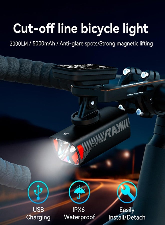 KING KONG Kingkong Bike Lights High & Low Beam 2000 Lumen Rechargeable Bicycle Headlight, Bicycle Lights for Night Riding, Waterproof MTB Accessories Compatible Garmin & GoPro Mount X6PRO - Image 2